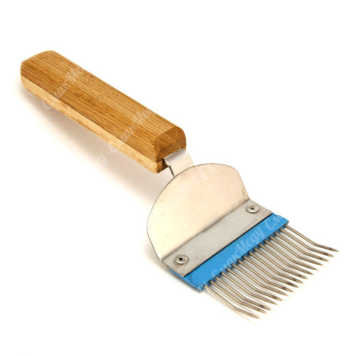 Вилка із нержавіючої сталі з пластиковою вставкою та гнутою голкою