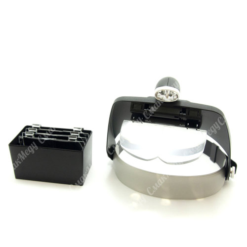 Лупа наголовна з підсвічуванням та зі знімними лінзами 4 шт.