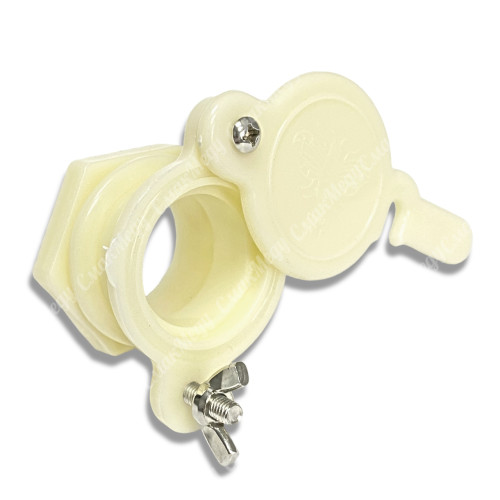 Кран сливной для медогонки, пластиковый серый D45 мм.