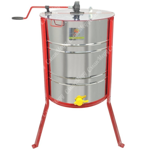 Медогонка с поворотом касет 4-х рамочная (бак нержавеющая сталь AISI 430, ротор, кассеты порошковое покрытие, кран пластик,подставка.+крышка 