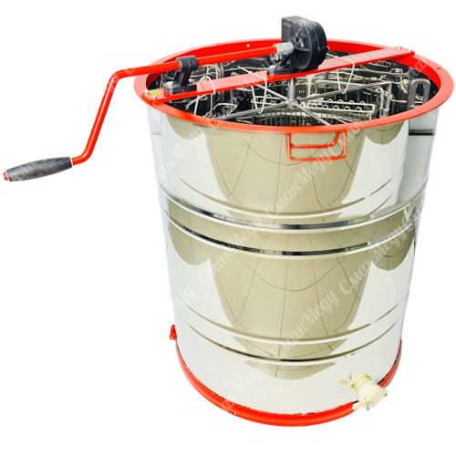 Медогонка с поворотом кассет 4-х рамочная (бак нержавеющая сталь AISI 304, ротор - порошковое покрытие, кассеты нержавеющая сталь, кран пластик) М5014