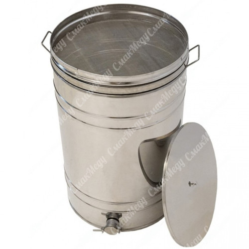 Бак-отстойник для меда с фильтром, 150 л (200кг) (из нержавеющей стали, кран – нержавеющий)
