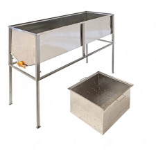 Стіл для розпечатування рамок (1,5 метра глибокий кошик, Лист 0,5 AISI 304 нерж), кран пластик