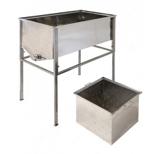 Стіл для розпечатування рамок (1 метр глибокий кошик, Лист 0,8 AISI 304 нерж) кран нерж