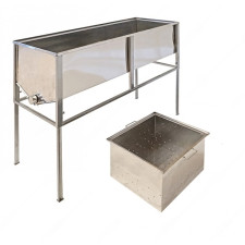 Стол для распечатывания рамок (1,5 метра, глубокая корзина, Лист 0,5 AISI 304 нерж), кран нерж