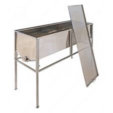 Стіл для розпечатування рамок плоский кошик FB (1,5 метра, Лист 0,5 AISI 304 нерж), кран нерж