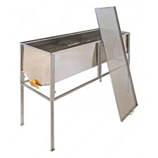 Стіл для розпечатування рамок плоский кошик FB (1,5 метра , Лист 0,8 AISI 304 нерж), кран пластик