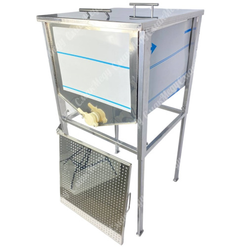 Стол для распечатки рамок (50 см, плоская корзина, Лист 0,5 мм AISI 304 нерж), кран нержавеющий