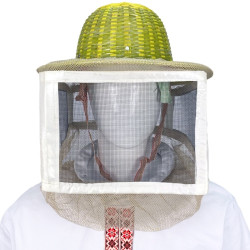 Шляпа пчеловода бамбуковая с металлической сеткой