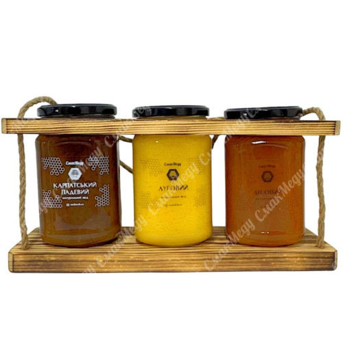 Подарочный набор меда "Панский Резерв №1" Карпатский Падевой, Луговой, Лесной - 3*1 кг = 3 кг