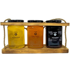 Подарунковий набір меду "Панський Резерв №2" Акація, Липа+М'ята, Гречка - 3*1 кг = 3 кг