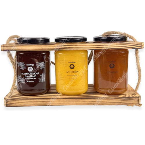 Подарочная упаковка на 3 банки по 1 кг, дерево.
