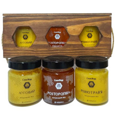 Подарунковий набір меду "Енергія Дикого Поля" Луговий, Розторопша, Різнотрав'я  3*250 г = 750 г