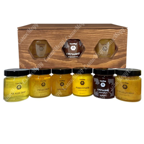 Подарочный набор "Сладкое воспоминание" Акация, Рапс, Липа, Разнотравье, Гречка, Кориандр 6*250 г