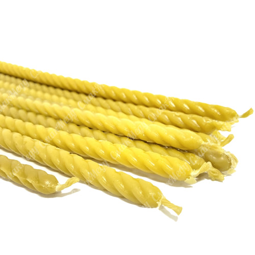 Свеча хозяйственная столовая волнистая из натурального пчелиного воска 30 см.