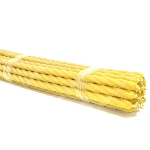 Свеча хозяйственная столовая волнистая из натурального пчелиного воска 40 см.