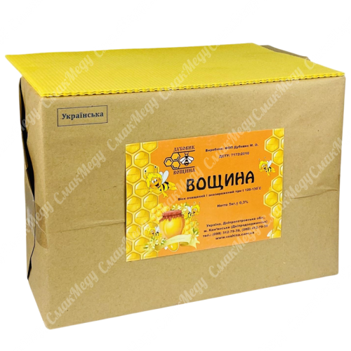 Вощина на Украинскую рамку, 455 мм, производитель ФОП Дубовик М.О., упаковка