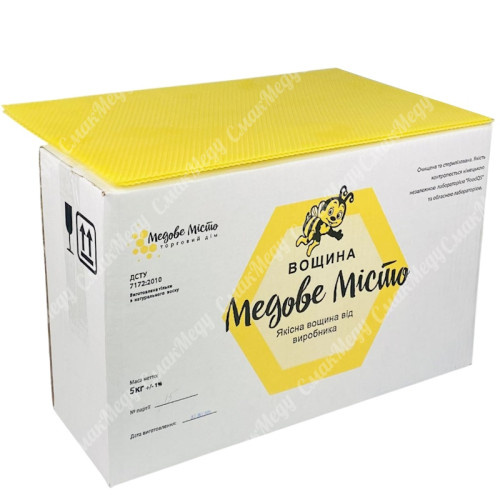 Вощина на рамку Дадан 300 мм, премиум качество, производитель ТМ Медове місто, упаковка