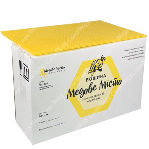 Вощина на рамку Дадан 300 мм, Забрусная, производитель ТМ Медове місто, упаковка
