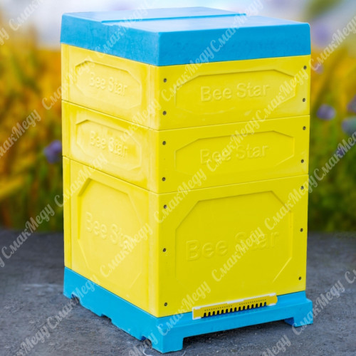 Улей 10 рамочный из пенополиуретана, 2 Корпуса 145 мм, Корпус 300 мм (Дадан) цветной BeeStar