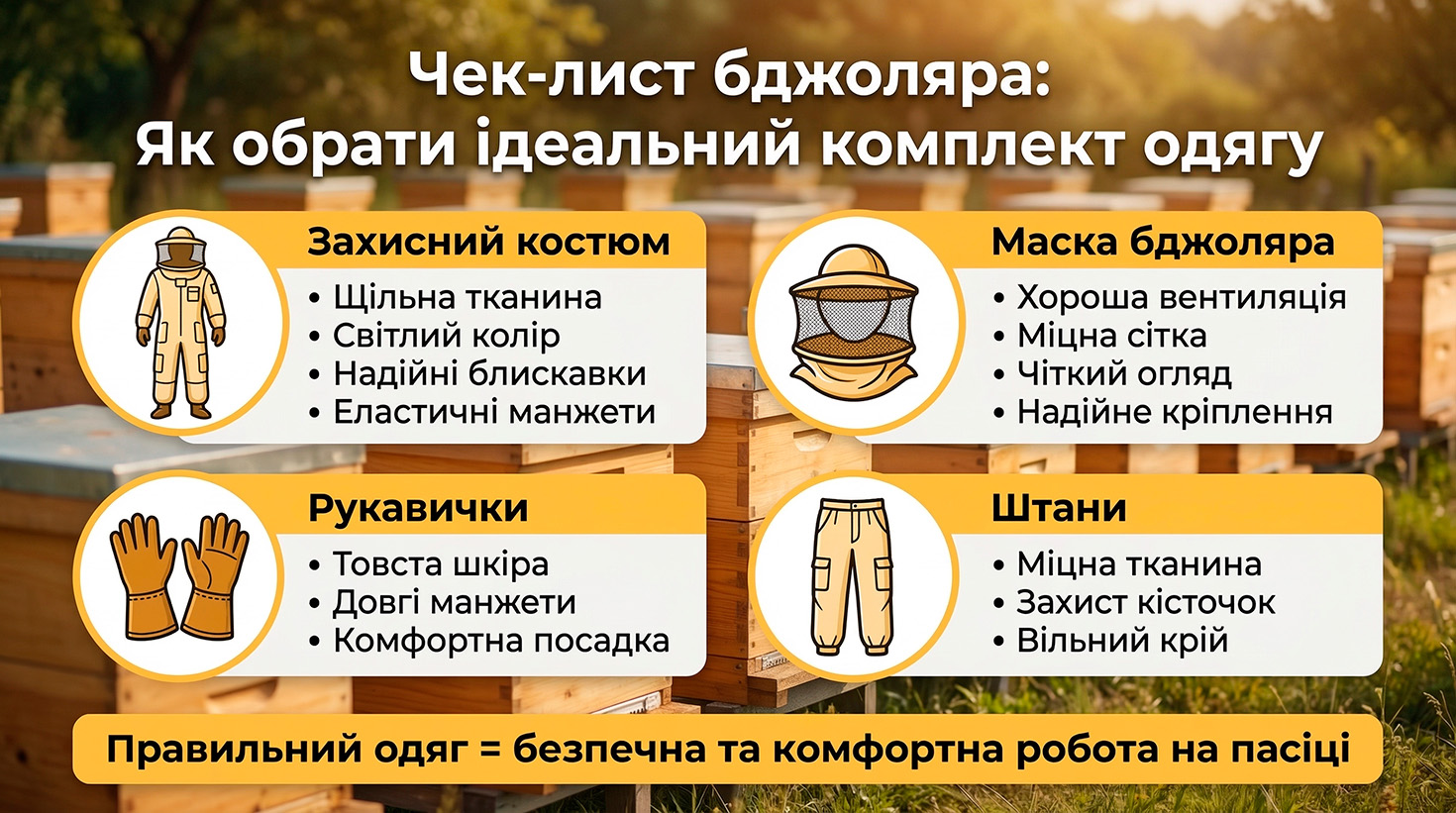Як обрати ідеальний комплект: чек-лист пасічника